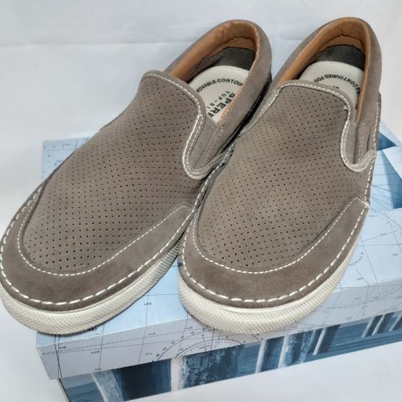 Sperry Top Sider Largo Loafer Men's Size 9.5 Slip On Leather Shoe Taupe - Picture 1 of 13